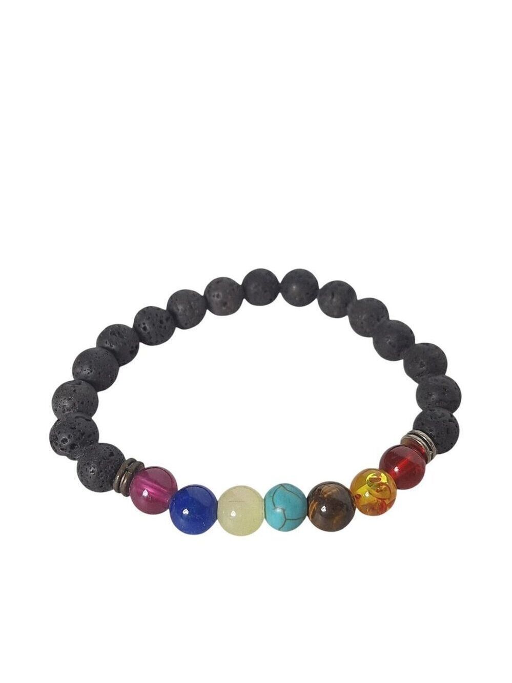 Lava Gemstone Beaded Bracelet 7 Chakra
